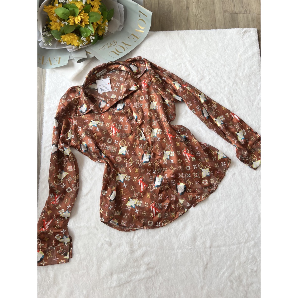 Hình thật - Áo sơ mi lụa tơ họa tiết mới ❤️FREESHIP❤️áo thiết kế nhiều màu nhiều size chất lụa tơ mát