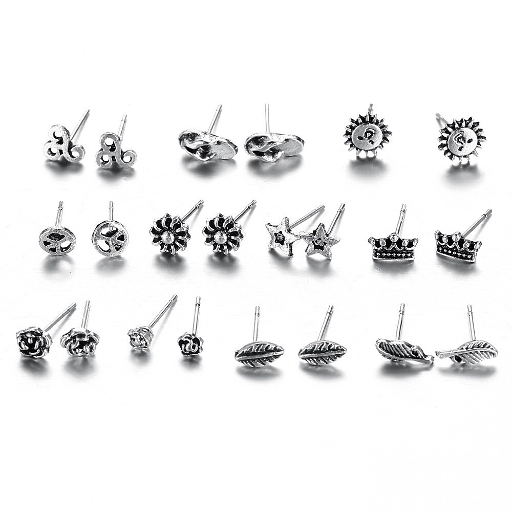 Set 12 Đôi Bông Tai Nam/ Nữ Cao Cấp ERASHOP 073958 - Nhỏ Gọn, Cá Tính, Siêu Rẻ Đẹp
