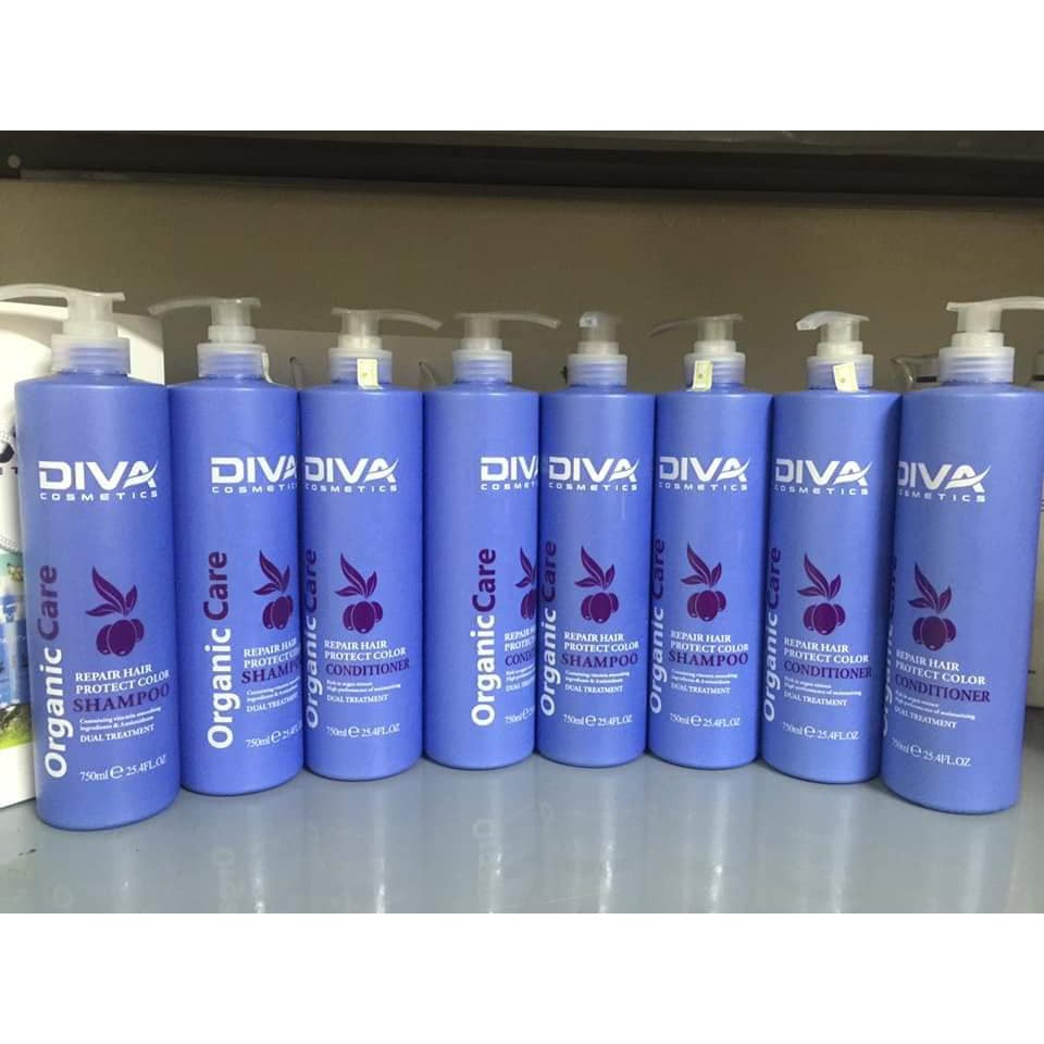 Dầu Gội Đầu Diva Xanh 750ML Phục Hồi Và Giữ Màu Tóc Chính Hãng