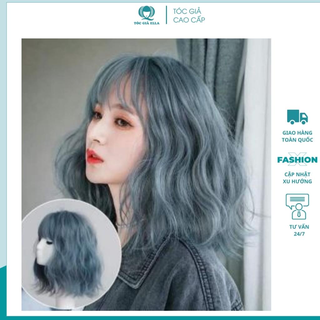 Tóc giả nữ cả đầu 🤓FREESHIP🤓 Tóc giả nguyên đầu víc xù xanh khói