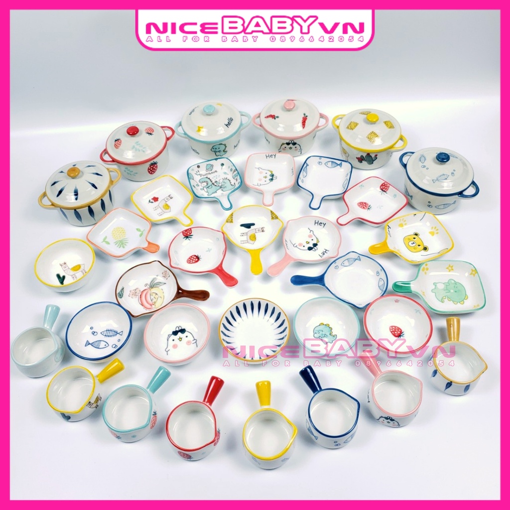 Bát Ăn Dặm Gốm Sứ Nhiều Loại Dễ Thương Cho Bé NiceBaByVn