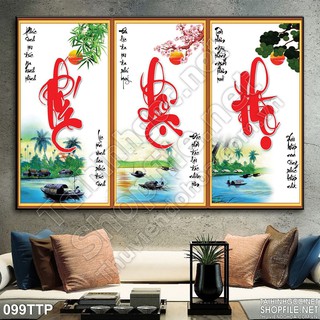 Tranh dán tường 3D Phúc Lộc Thọ 80cm*1m2