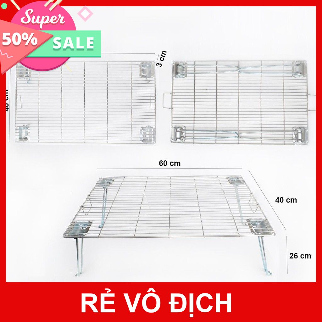 [XÃ KHO] VỈ NƯỚNG INOX LỚN XẾP GỌN 60 X 40CM [HCM]