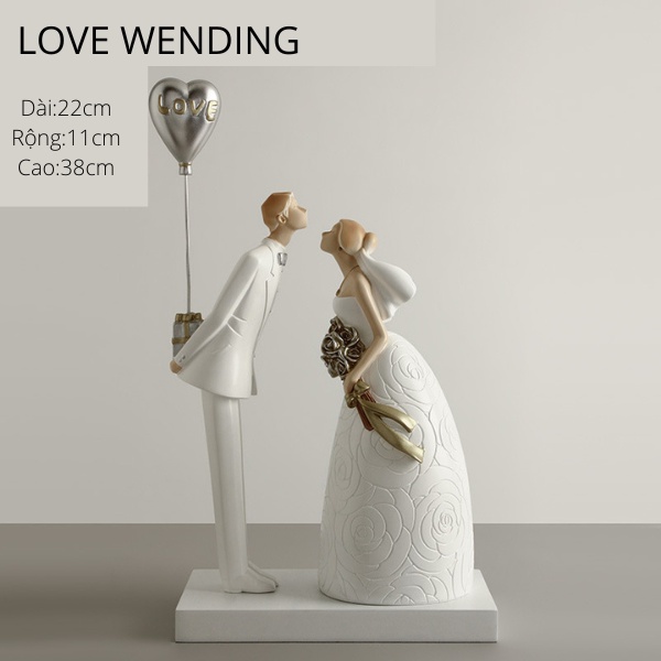 Đồ trang trí tượng decor phòng khách, love wedding trang trí tủ rượu kệ tivi quà tặng cưới tân gia- KATIN