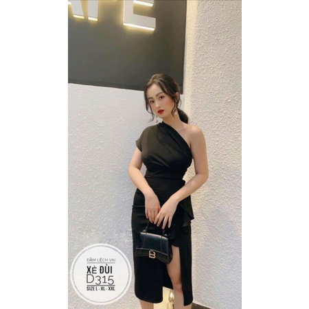 Đầm lệch vai xẻ đùi
