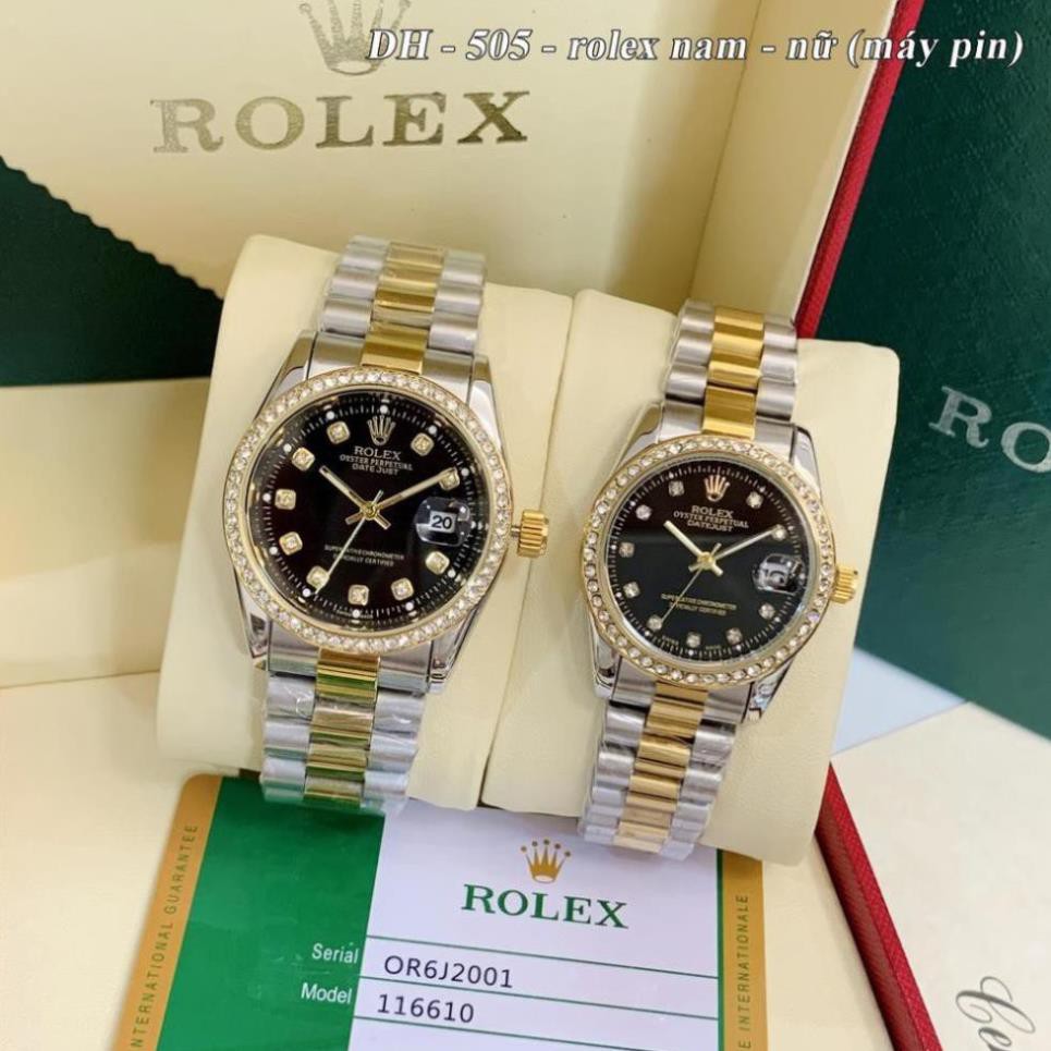 [Video thật] Đồng hồ nam nữ Rolex - unisex viền đá dây kim loại chống nước - DH505