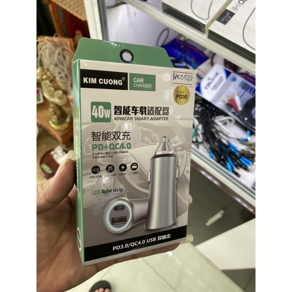 Tẩu sạc nhanh ô tô kim cương đầu type-C, USB - PD30 quick charge 4.0 - Việt Linh store