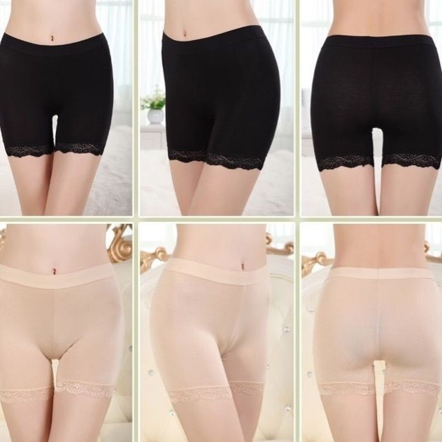 Quần mặc váy thun viền ren co zãn thoải mái, bầu bì bon chen được