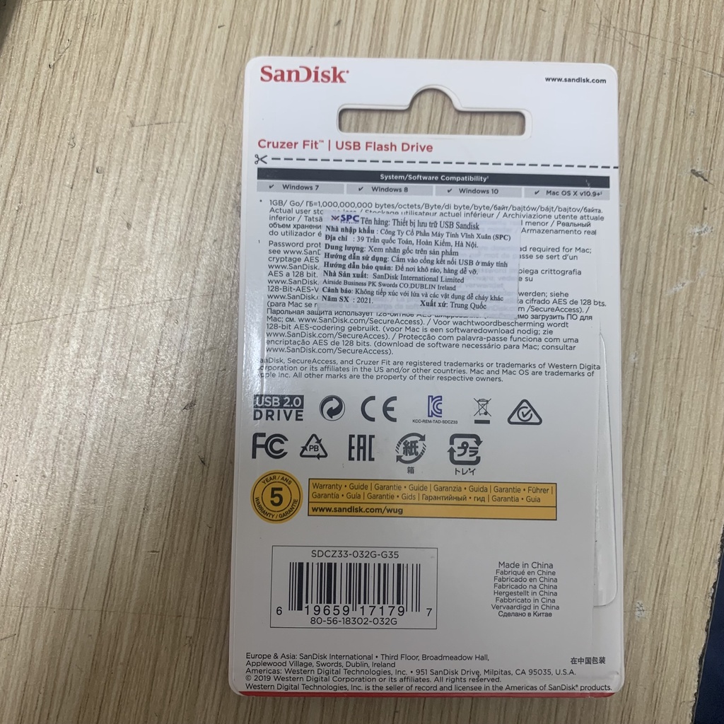 USB 2.0 Sandisk 16G 32G 64GB nhỏ gọn Cruzer Fit CZ33