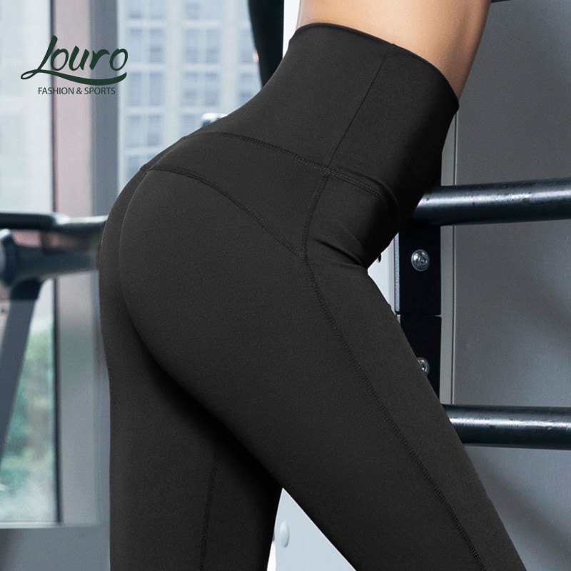 Quần tập gym nữ phối lưới cao cấp Louro QL58, kiểu quần tập gym nữ legging, chất liêu đẹp co giãn cực tốt