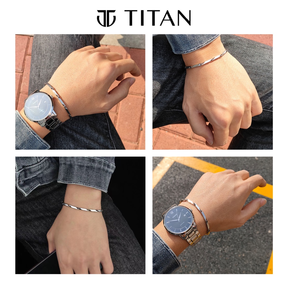 Vòng tay nam nữ sợi thanh mảnh, lắc tay titan cặp đôi đeo rất phù hợp, vòng tay Titan Shop bạc nam nữ chất liệu không gỉ
