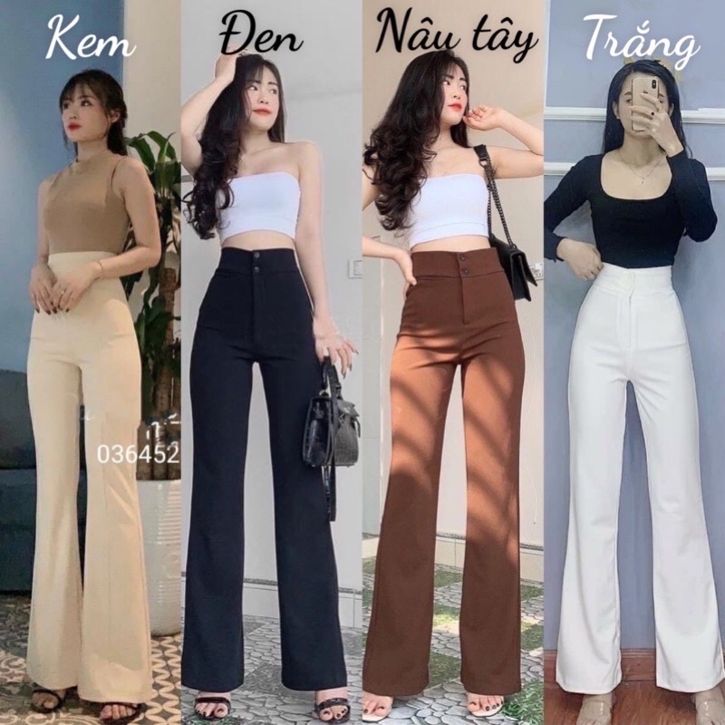 Quần TÂY ỐNG LOE cạp cao 2 nút đủ Size (kèm ẢNH THẬT)