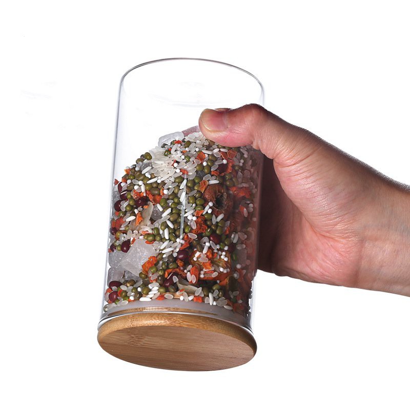 Lọ thủy tinh nắp gỗ,hũ thủy tinh đựng gia vị ,đựng đường,đựng hạt,đồ khô an toàn, sạch sẽ Deli