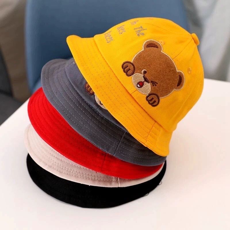 Nón cho bé (3 tháng - 18 tháng), Mũ baby hình GẤU vải Cotton mềm êm (Ảnh thật)
