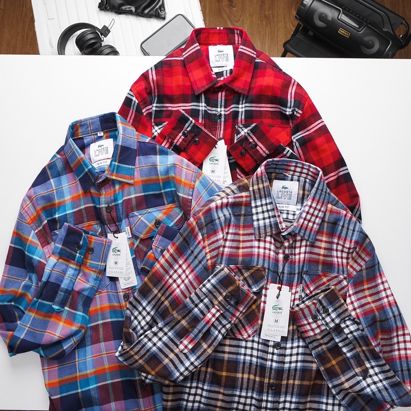 Áo sơ mi caro vải nỉ mỏng có co giãn Bigsize < 95kg