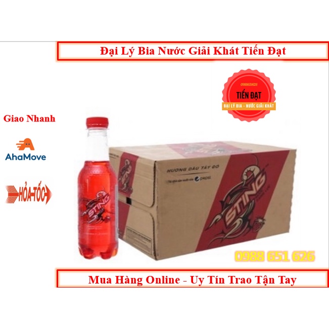 Thùng Nước Tăng Lực Sting Dâu / Sting Nhân Sâm 330ml - Chai Nhựa 24 chai X 330ml