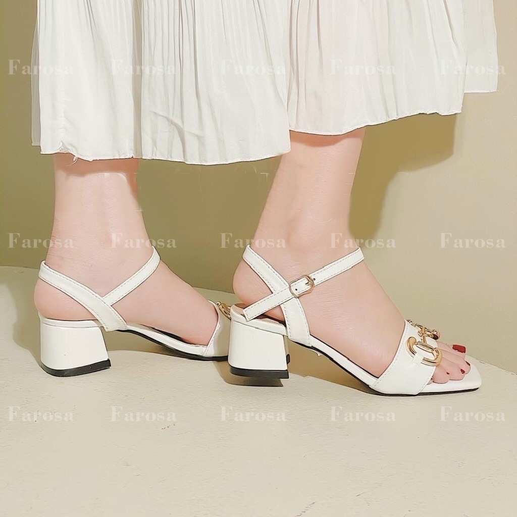 Dép sandal nữ quai xích ngang gót vuông 5 cm cực hót trend