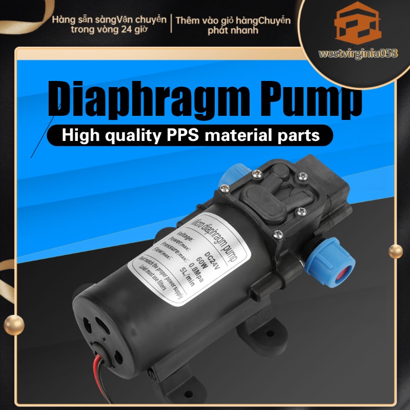 Hot Deals Máy bơm nước tự mồi màng điện áp cao áp suất cao DC24V 60W 5L / phút Westvirginia058 Spot Express