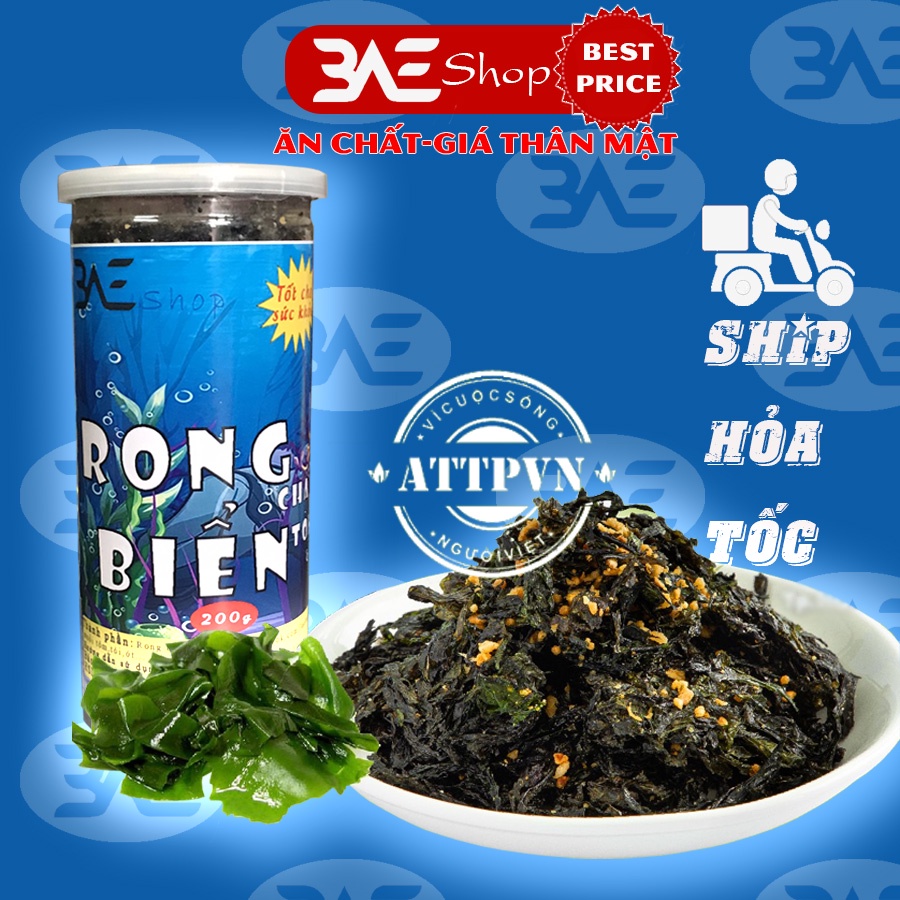 Rong biển cháy tỏi loại 200g shop 3AE đồ ăn vặt ngon bổ rẻ Hà Nội