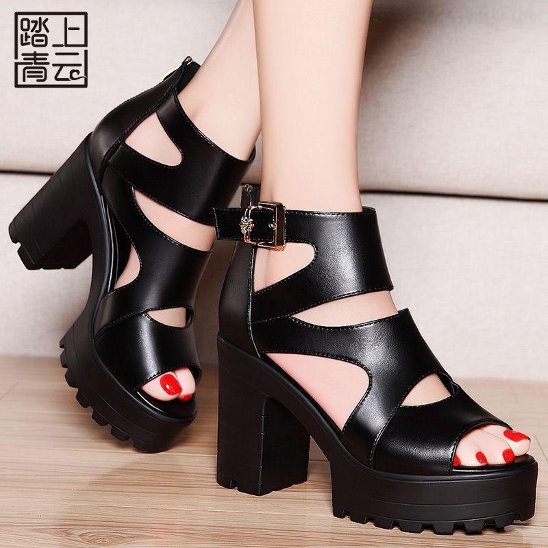 Giày sandal cao gót hở mũi cá tính cho nữ