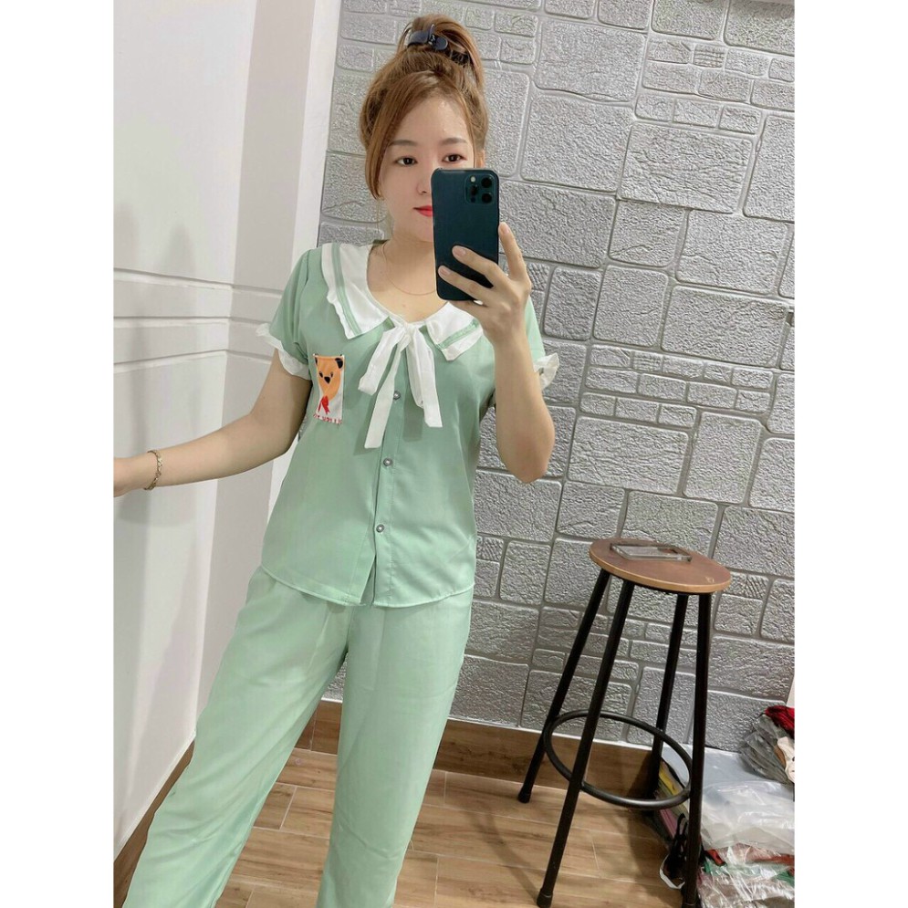 [ 5 mã giảm giá] Bộ Đồ Bộ Pijama Lụa Kate Quần Dài Freesize [ảnh thật 100%]