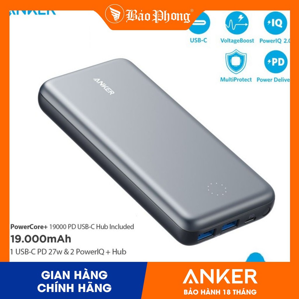 [Mã 33ELSALE hoàn 7% xu đơn 300k] Pin dự phòng ANKER A1362 PowerCore+ PD 19000 mAh- BH 18 tháng