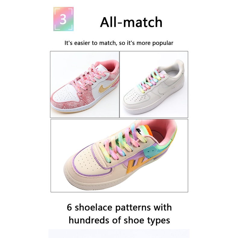 Dây Buộc Giày Thể Thao Đế Bằng In Họa Tiết Cầu Vồng Cho Nam Nữ