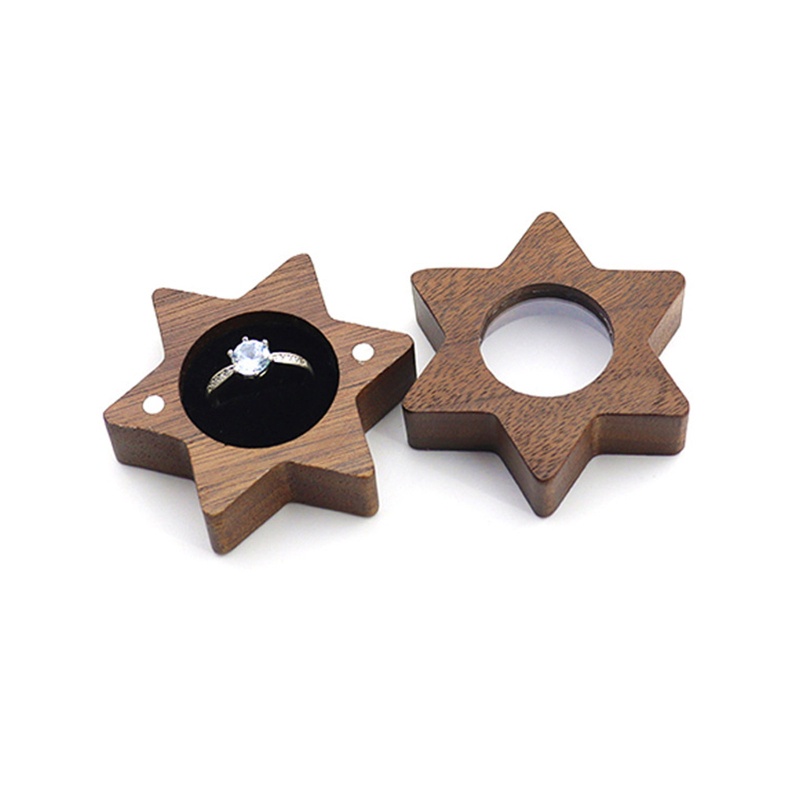 Flgo Hộp Đựng Nhẫn Cưới Bằng Gỗ Hình Lục Giác / Ngôi Sao / Hình Lục Giác