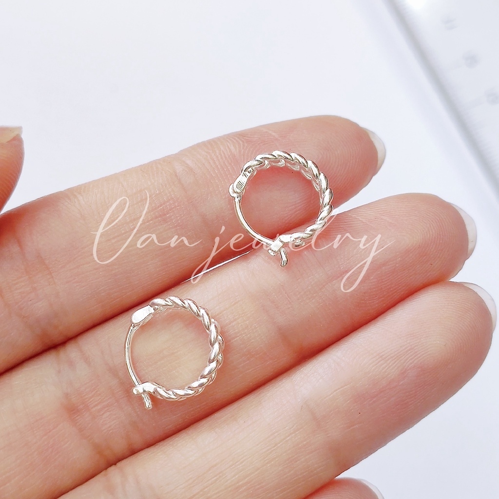 Khuyên tai bạc Khuyên móc xích đơn cổ điển phong cách Van jewelry V10168