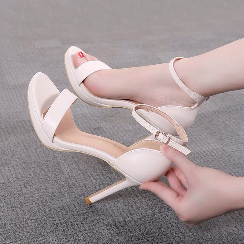 Giày sandal đúp mũi chất liệu da PU kiểu dáng quai ngang đơn giản thời trang nữ, SD32