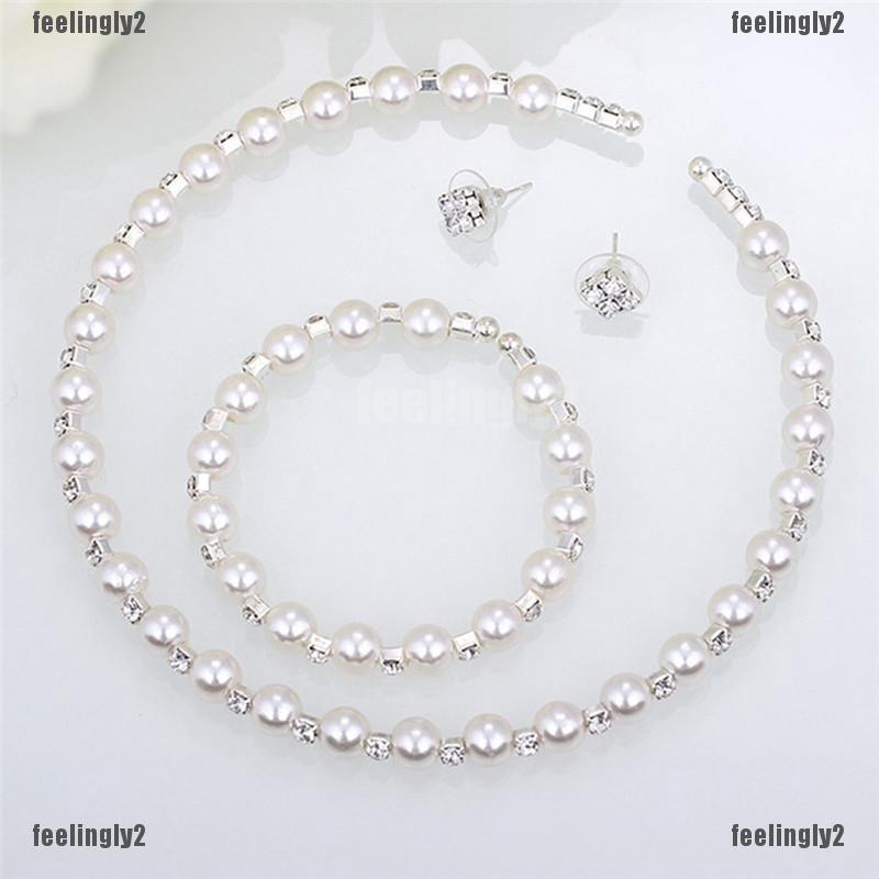 ❤Mặt Trời❤ Bộ Trang Sức Đính Ngọc Trai Nhân Tạo Quyến Rũ Dành Cho Cô Dâu