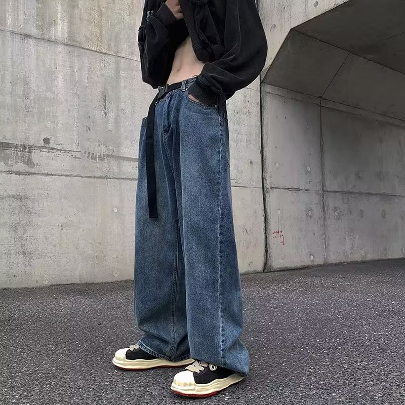 Quần jeans Dài Dáng Rộng Phong Cách Thời Trang Nhật Bản Cho Nam Giới Có Size S-3XL