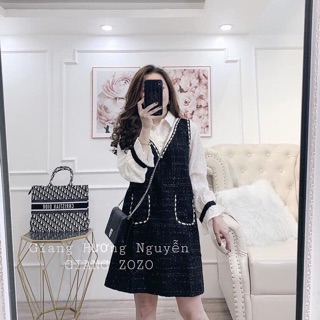 Đầm dạ sơ mi form suông