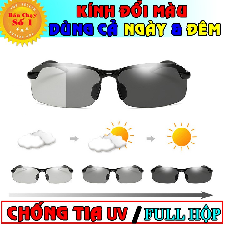 [Freeship] Kính mát nam nữ kính đổi màu có thể đi ngày đêm