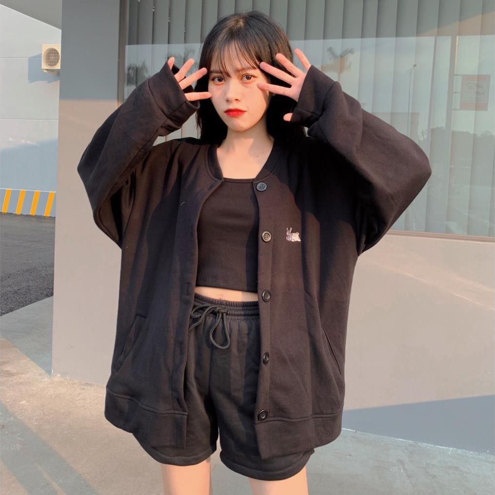 [HÌNH THẬT] Áo Khoác Nỉ Nữ Bomber LAZY PUPPY Thêu Hình Trước Sau Cực Đẹp, Áo Cardigan Nỉ Nữ | BigBuy360 - bigbuy360.vn