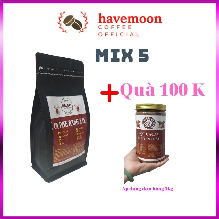 Cà Phê  Nguyên Chất Mix 5 Hạt Cafe Arabica Robusta Culi Moka Cherry, Pha Phin Pha Máy Cold Brew Đắng Đậm Thơm Đặc Biệt