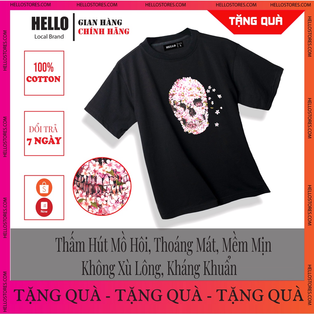 Áo thun Nam Nữ tay lỡ Áo phông form rộng Unisex linh hoạt sử dụng khi đi làm , đi chơi , cà phê ... HELLO HOA ĐÀO_Ap47