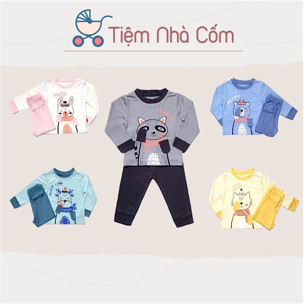 Bộ dài tay thun lạnh hình thú 2 cho bé trai, bé gái Kwoo - Hàng xuất khẩu - MC184