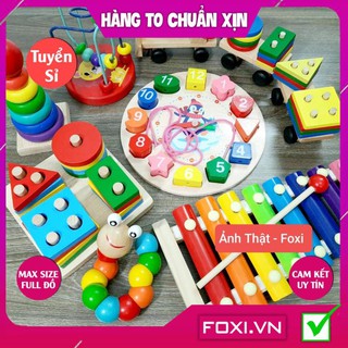 Bộ đồ chơi gỗ Foxi-Đồ chơi trẻ em thông minh-xâu hạt làm toán Montessori-tay khéo léo-siêu rẻ