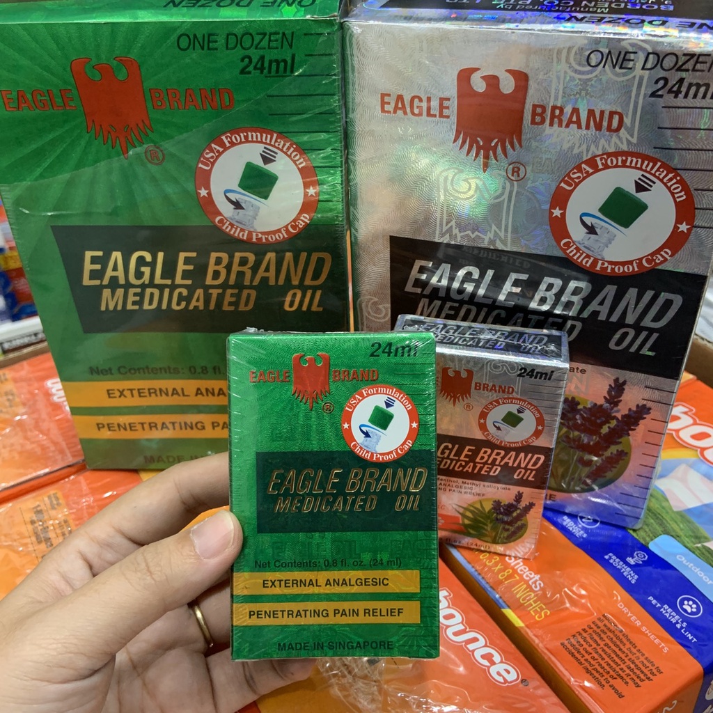 Dầu gió Mỹ 2 nắp Eagle Brand xanh và trắng date 2026 - EDS Hàng Mỹ