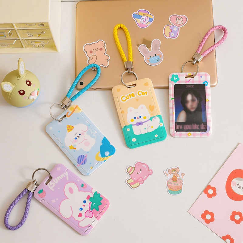 Ví Đựng Thẻ ID Họa Tiết Hoạt Hình Dễ Thương Kèm Móc Khóa Tiện Dụng Cho Nam Và Nữ
