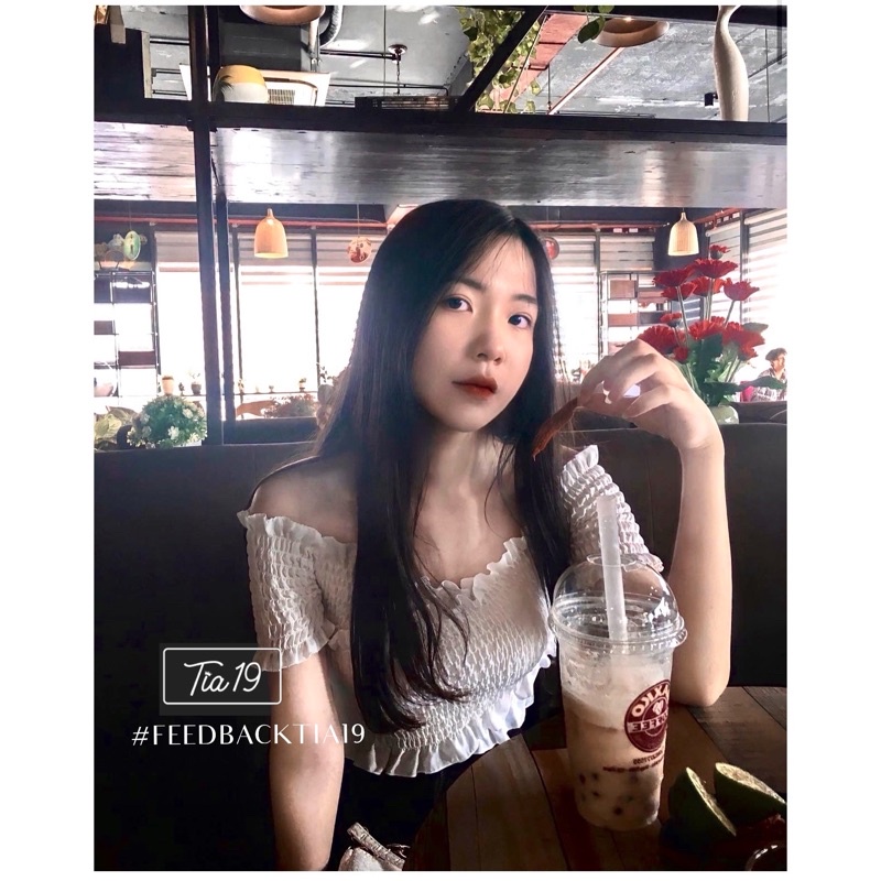Áo croptop nhún đắp chéo. Áo trễ vai body ( Ảnh thật Tia19 chụp)