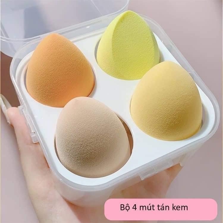 Mút Tán Kem Nền Sét 4  Cái Kèm Hộp Mềm Mịn Chuyên Dùng  Makeup Dạng Giọt Nước  NTH STORE