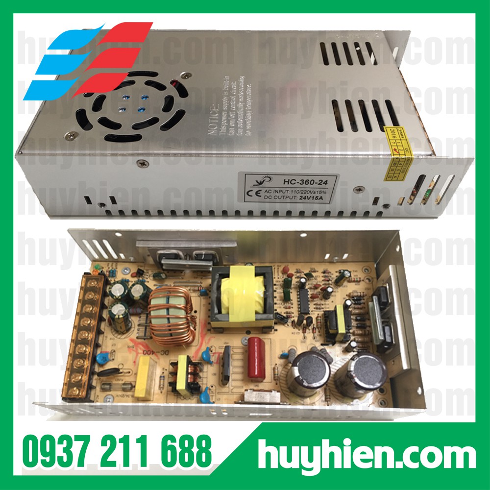 Nguồn led 24V 15A ngoài trời có quạt