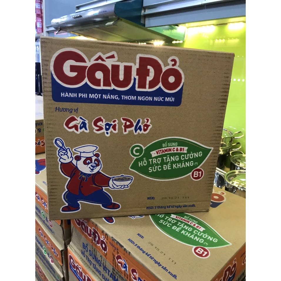 Thùng Mì Gấu đỏ gà sợi phở 30 gói x 64g
