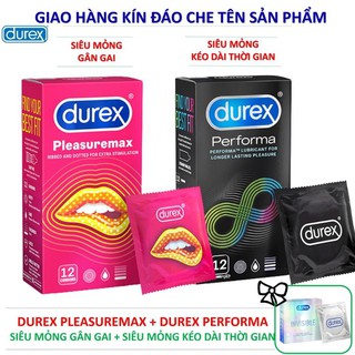 Combo 2 hộp: durex pleasuremax và durex performa +tặng 01 hộp durex ngẫu nhiên 3 bao