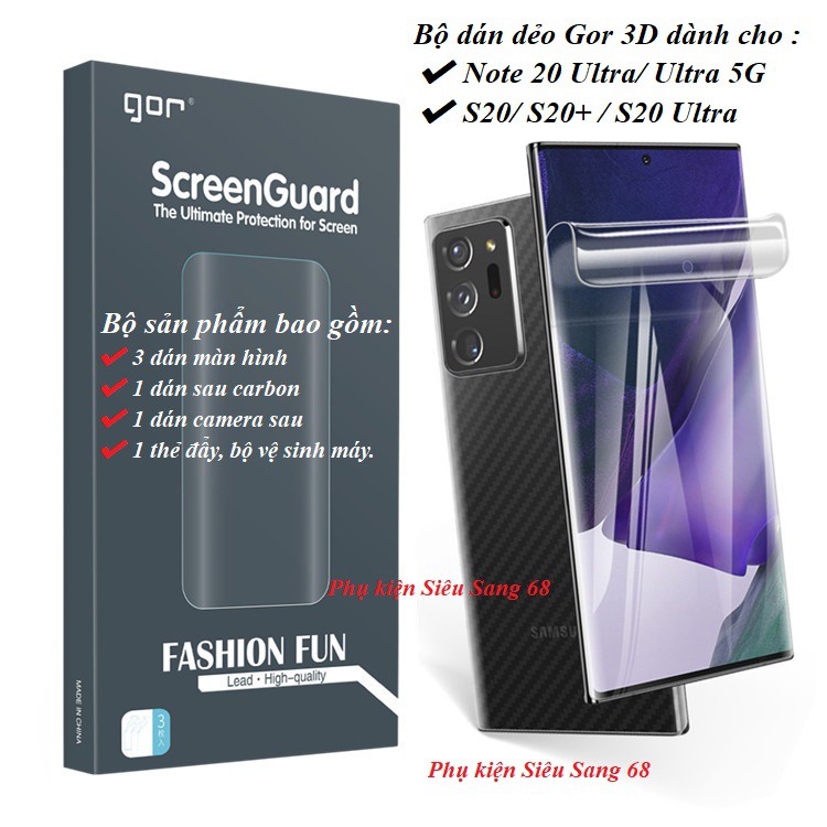 Bộ Dán Dẻo Gor 3D Dành cho Samsung Note 20 Ultra Note 20 Ultra 5G S20 S20 plus S20 Ultra