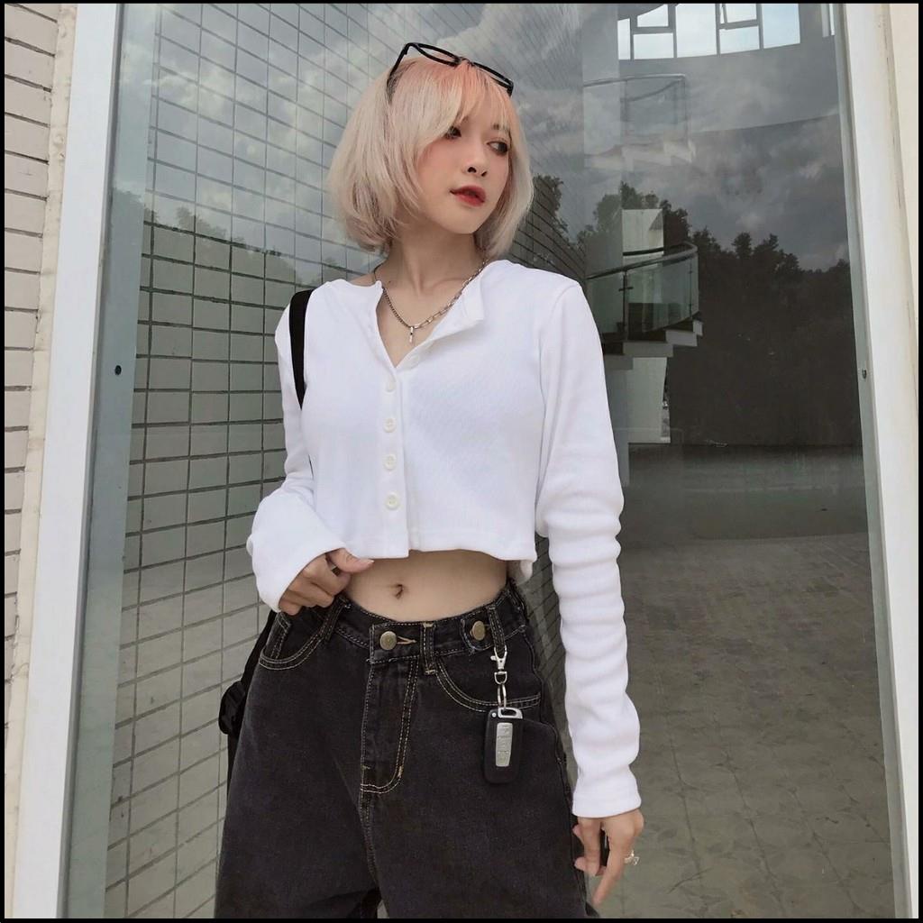 Áo Croptop Dài Tay Nữ GenY Chất Borip Lụa Mềm Mịn Form Rộng Siêu Xinh