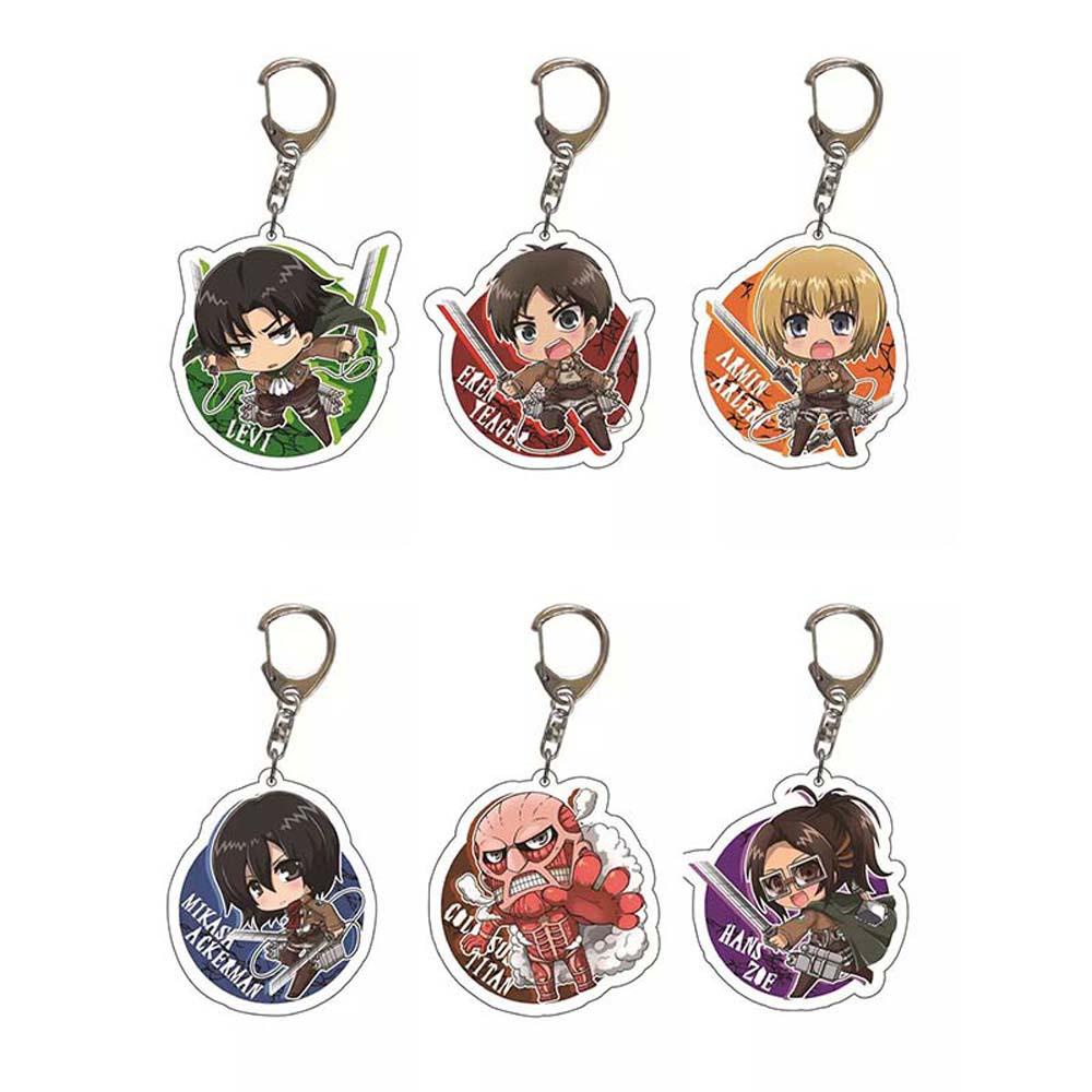 Móc Khóa Hai Mặt In Hình Levi Ackerman Eren Jaeger Attack on Titan Dễ Thương