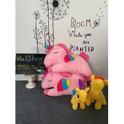 Gấu Bông Kì Lân- Gấu Ôm Ngựa Pony, Gấu bông unicorn  Dáng Nằm Dễ Thương thú bông ngựa Pony 1 sừng